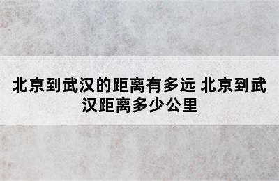 北京到武汉的距离有多远 北京到武汉距离多少公里